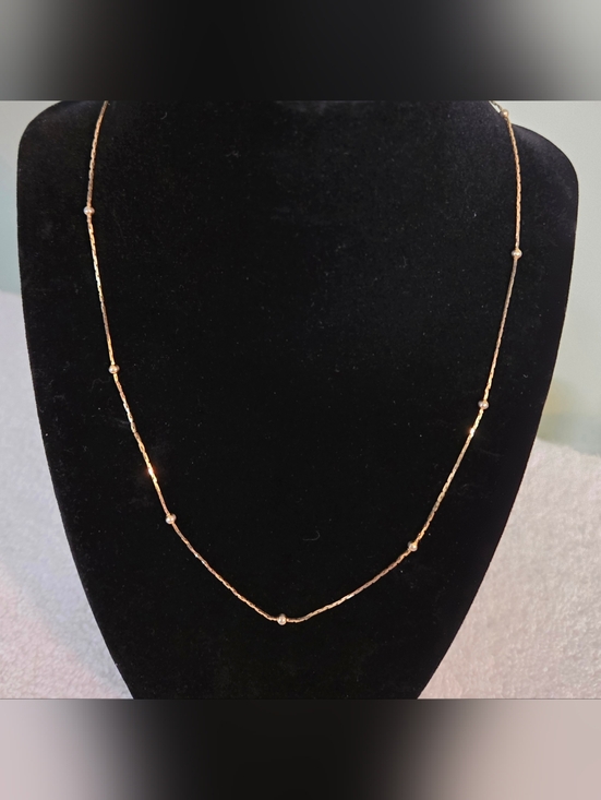 Napier Jewelry - Vintage Signed Napier Dainty Gold Bead Station Necklace - Women Jewelry